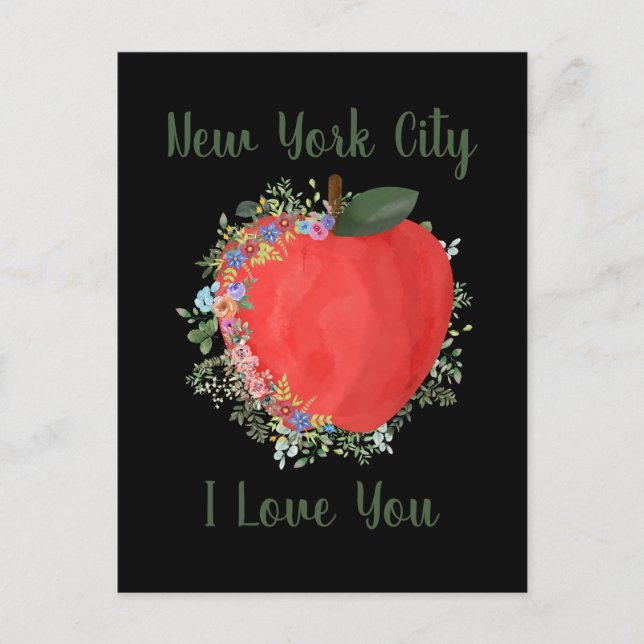 Black New York City I LIEBE YOU Big Apple Postkarte (Vorderseite)