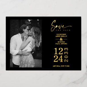 Black Nice Trend Romantic Wedple Foto Folieneinladung