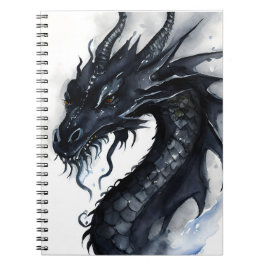 Black Nidhogg Dragon Notebook Watercolor Design Notizblock