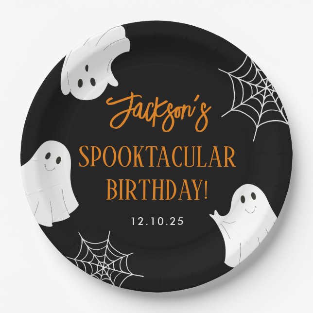 Black Niedlich Ghost Spooky Halloween Geburtstag Pappteller (Vorderseite)