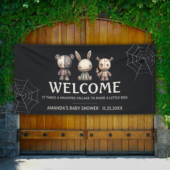 Black Niedlich Halloween Baby Dusche Willkommen Vi Banner (Black Cute Halloween Baby Shower Welcome Vinyl Banner)