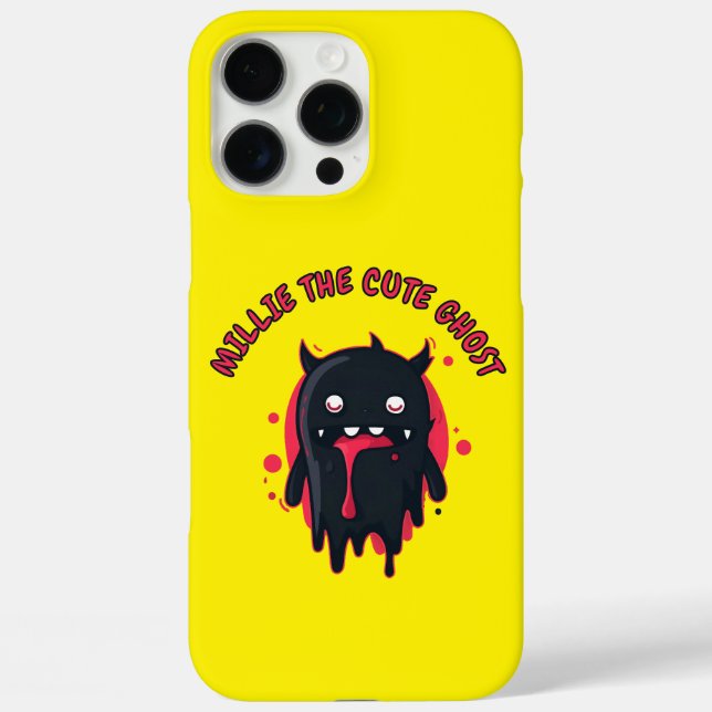 Black Niedlich Kawaii Ghost iPhone 16 Pro Max Hülle (Rückseite)
