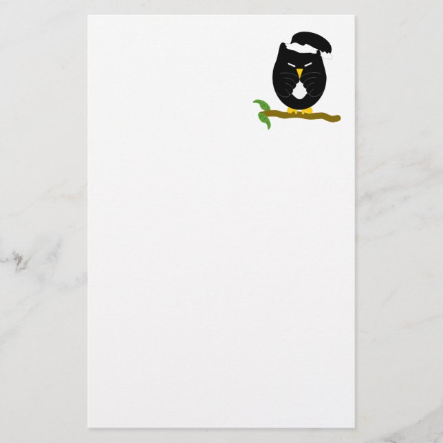 Black Night Owl Design Briefpapier (Vorderseite)