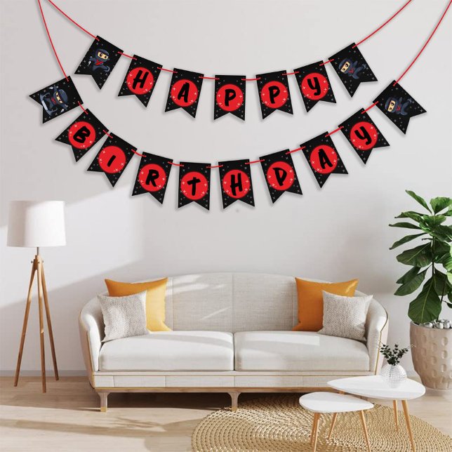 Black Ninja Birthday Party Banner (Ninja)