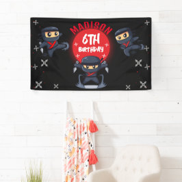Black Ninja Birthday Party Banner
