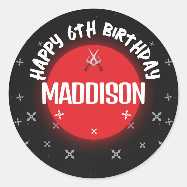 Black Ninja Birthday Party Classic Round Stickers (Vorderseite)