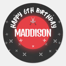 Black Ninja Birthday Party Classic Round Stickers