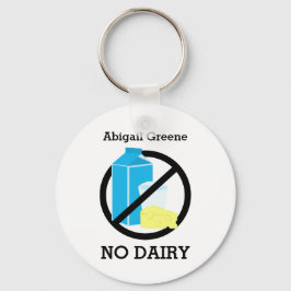 Black No Dairy Allergie Alert Kinder Personalisier Schlüsselanhänger