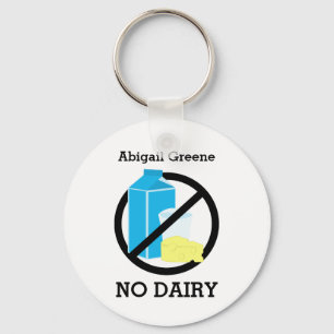 Black No Dairy Allergy Alert Kids Personalized Schlüsselanhänger
