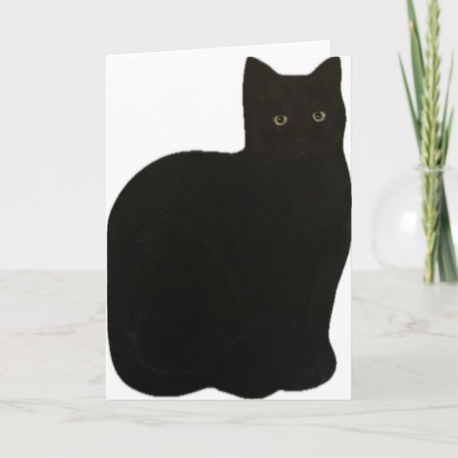 Black Noir Cat Kitten Maureen Girard Familiar Haus Karte (Vorderseite)