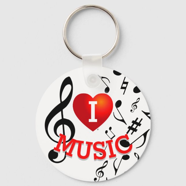 (BLACK NOTES) I Liebe (Herz) Musik Schlüsselanhänger (Vorderseite)