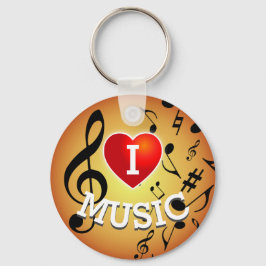 (BLACK NOTES on Gold) I Liebe (Heart Music) Schlüsselanhänger