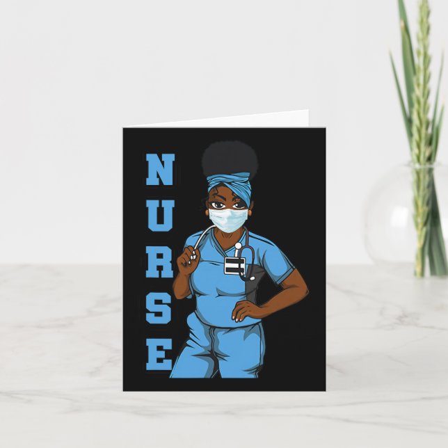 Black Nurform Uniform Face Mask Afro African Women Karte (Vorderseite)