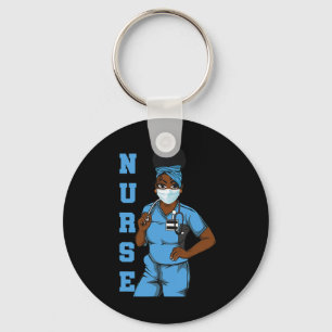 Black Nurform Uniform Face Mask Afro African Women Schlüsselanhänger