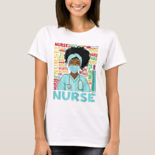 Black Nurse Afro Magic & Black History Montag Kran T-Shirt