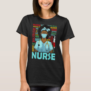 Black Nurse Afro Magic Melanin Schwarze Geschichte T-Shirt