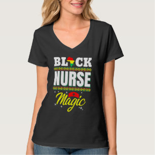 Black Nurse Afro Magic Melanin Schwarze Geschichte T-Shirt