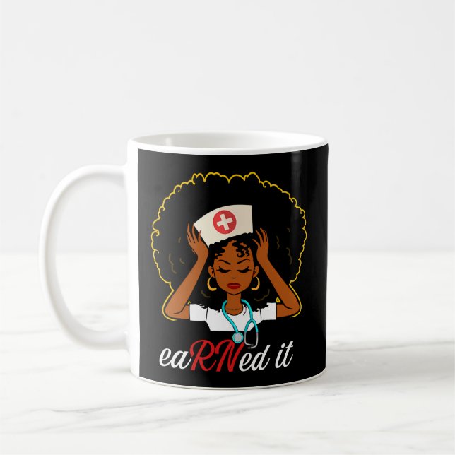 Black Nurse verdiente es RN Nurse Nursing Abschlus Kaffeetasse (Links)