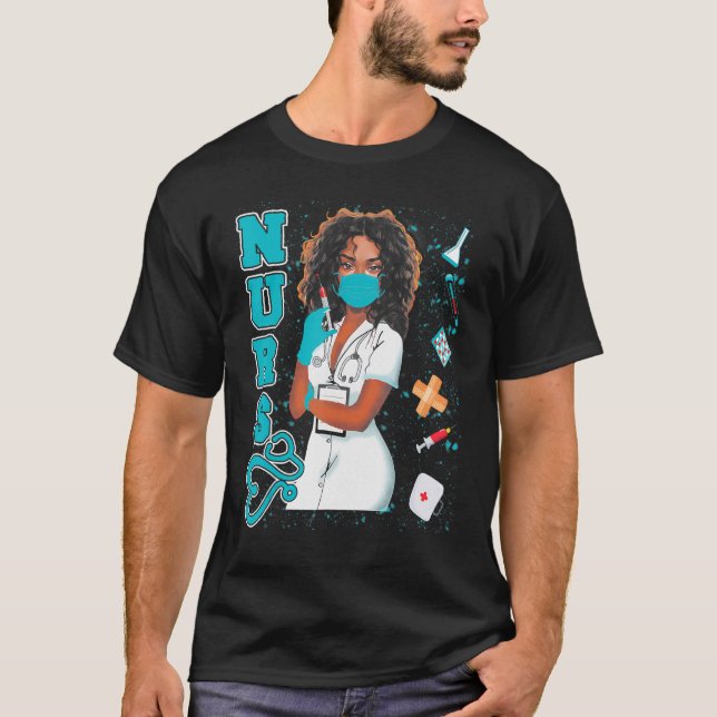Black Nurve Uniform Face Masask Afro African Black T-Shirt (Vorderseite)