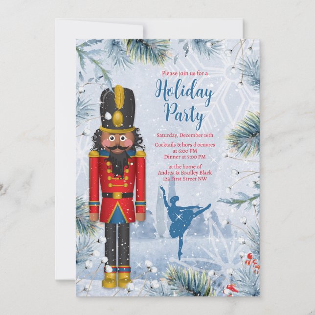 Black Nutcracker Ballet Weihnachtsfeier Einladung (Vorderseite)
