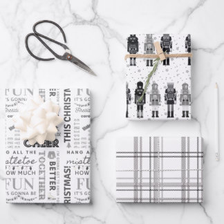 Black Nutcracker Christmas Wrapping Paper Geschenkpapier Set