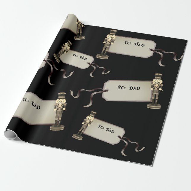 Black Nutcracker to Vater Weihnachtswrackpapier Geschenkpapier (Ungerollt)