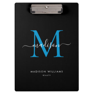 Black Ocean Blue Monogram Stilvolle Skriptbezeichn Klemmbrett