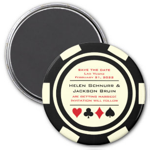 Black Off White Poker Casino Save the Date Magnet