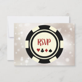 Black Off White Poker Chip Casino Thema Hochzeit RSVP Karte