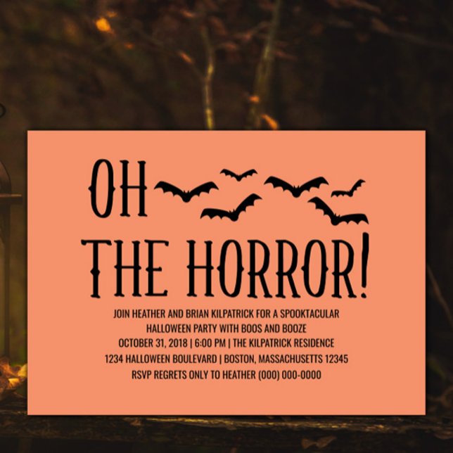 Black Oh der Horror Halloween-Party einladen Einladung (Black Oh The Horror Halloween Party Invite)