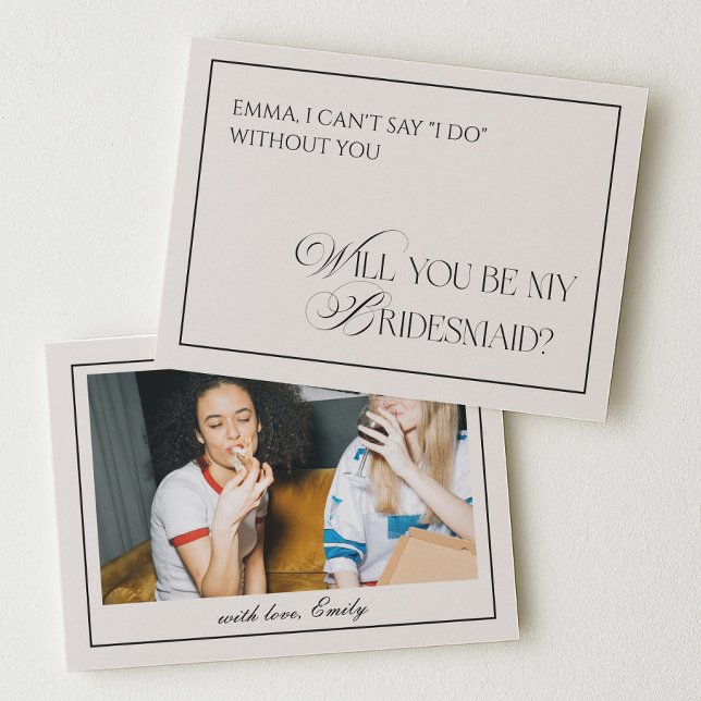Black Old Money Will You Be My Bridesmaid Card Einladung (Von Creator hochgeladen)