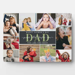 Black & Olive Best Dad Father's Day Foto Collage Fotoplatte