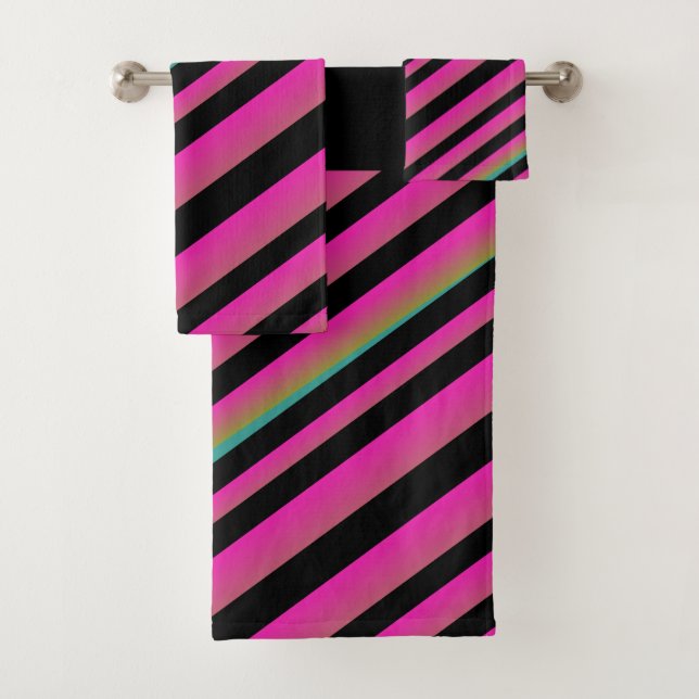 Black Ombre Rainbow Stripes Hot Pink (En situation)
