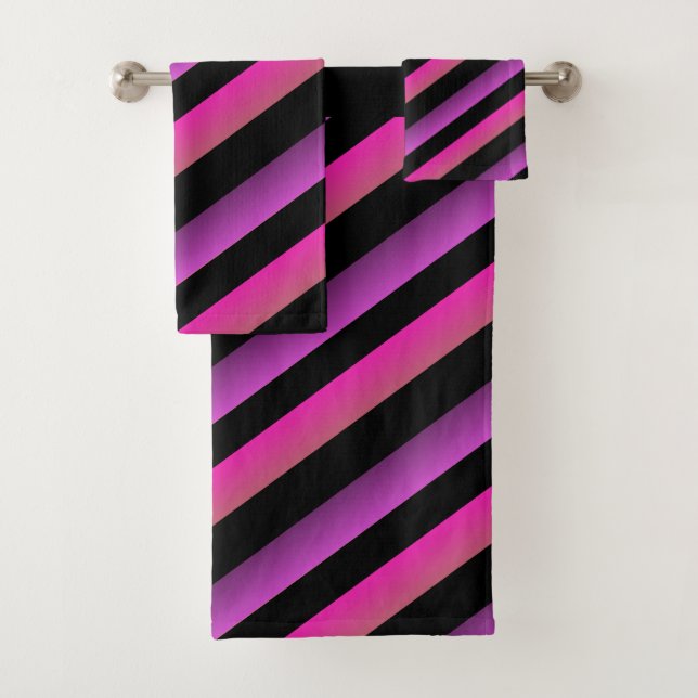 Black Ombre Rainbow Stripes Hot rose violet (En situation)