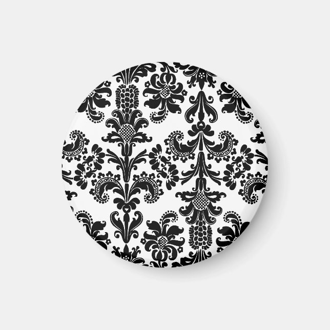 Black on White Brocade Magnet (Vorne)