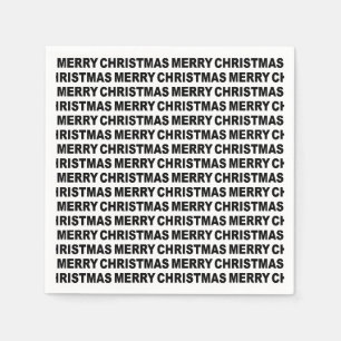 Black on White Christmas Typografy Paper Napkin Serviette