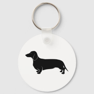 Black on White Dachsund Schlüsselanhänger