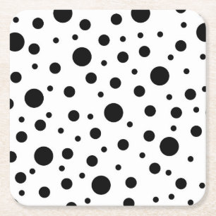 Black on White Polka Dot Pattern Baby Blanket Roun Rechteckiger Pappuntersetzer