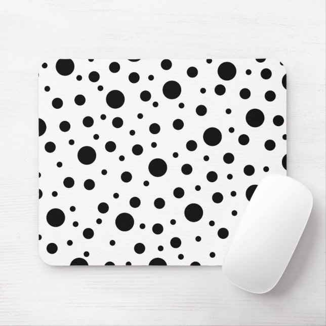 Black on White Polka Dot Pattern Baby Blanket Tasc Mousepad (Mit Mouse)