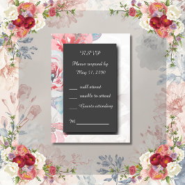 Black onyx Floral Rose Hochzeit RSVP Response Card Karte