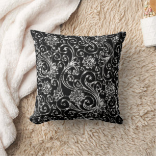 Black Onyx Paisley Throw Kissen