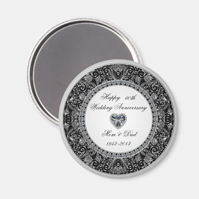 Black Onyx Style Diamond Wedding Jubiläum Magnet (Vorderseite/Rückseite)