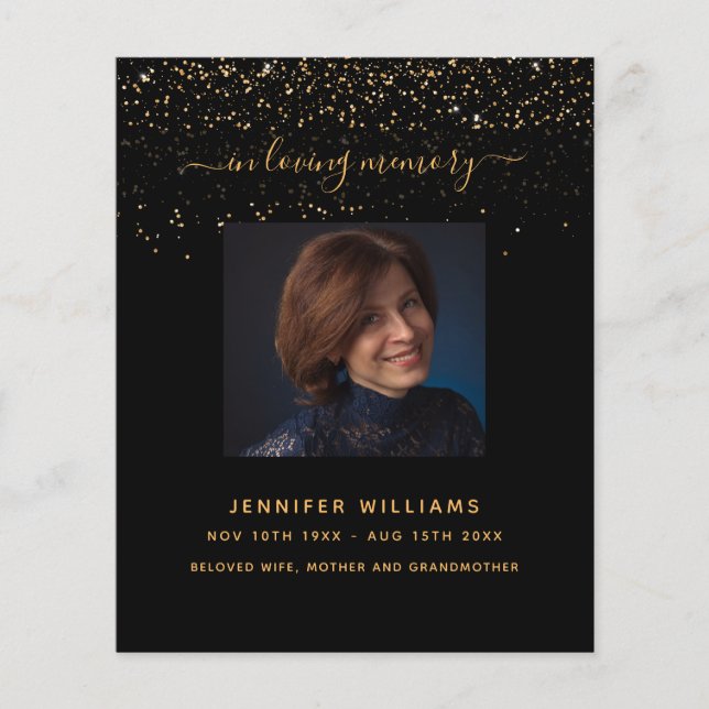 Black or photo élégant programme funéraire (Devant)