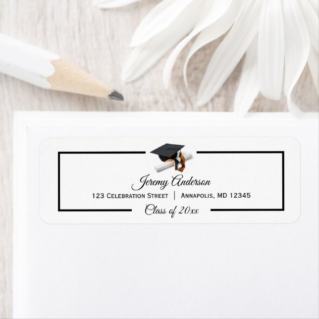 Black Orange Abschluss Class Cap & Tassel-Adresse (Insitu)