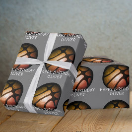 Black Orange Basketball Ball Sport Geburtstag Geschenkpapier