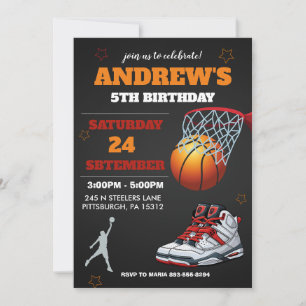 Black Orange Basketball Einladung zum Geburtstag