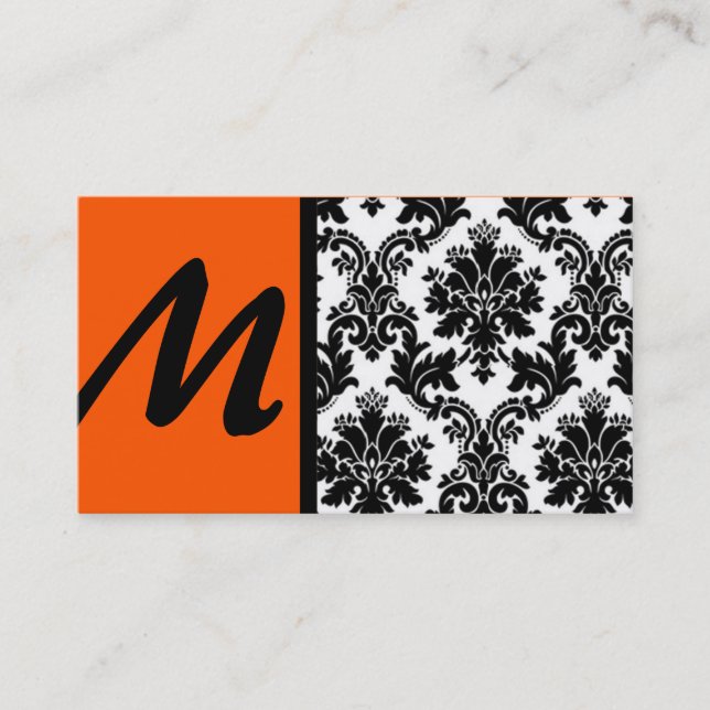 Black Orange Damask Business Cards Visitenkarte (Vorderseite)