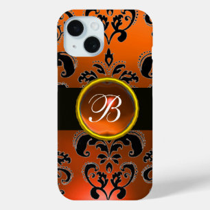 BLACK ORANGE DAMASK MONOGRAMM Gemstone Case-Mate iPhone Hülle