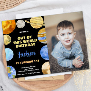 Black Orange Foto Weltraum Einladung zum Geburtsta