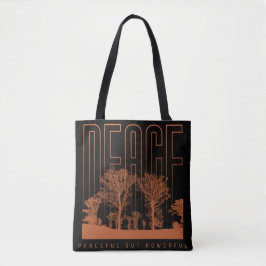 Black Orange Futuristic Peace Shoult Tote Bag Tasche